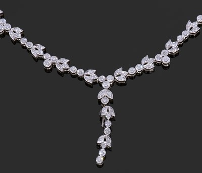 Lot 344 - Diamond cluster necklace, vintage inspired,...