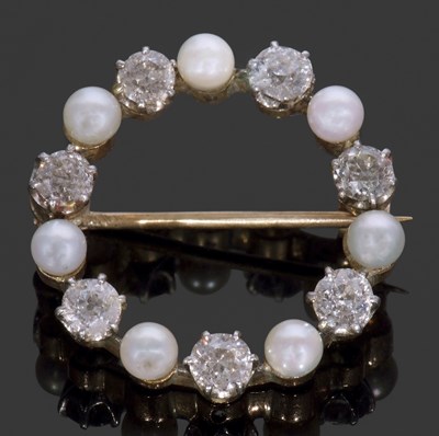Lot 352 - Diamond and seed pearl garland brooch,...