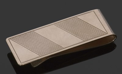 Lot 375 - 9ct gold money clip, plain polished with...
