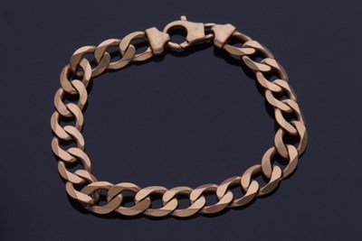 Lot 376 - 9ct gold flattened curb link bracelet, 21cm...