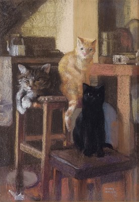 Lot 744 - Henry Holzer (British, 1907-2007), "Cats in...
