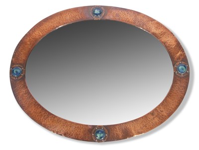 Lot 452 - Late 19th century oval wall mirror in the Arts...