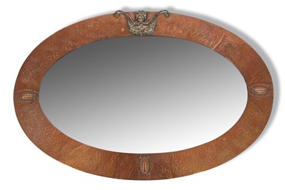 Lot 454 - Late 19th century bevelled oval wall mirror in...