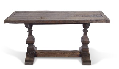 Lot 493 - 17th Century style oak refectory table with...