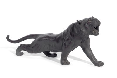 Lot 429 - Japanese Meiji bronze model of a roaring Tiger...