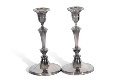 Lot 260 - A pair of Edward Vll silver candle sticks,...