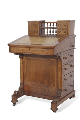 Lot 468 - Victorian Walnut veneered davenport desk with...