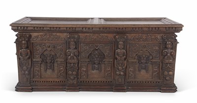 Lot 471 - Large 17th-century continental oak coffer with...