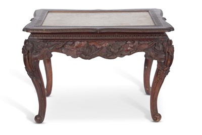 Lot 461 - Antique Chinese hardwood and marble top table...