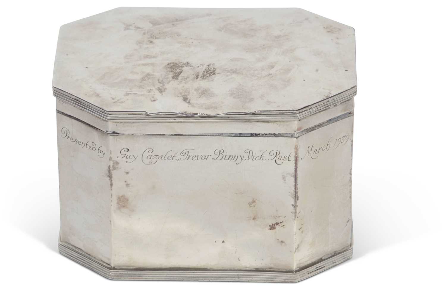 Lot 262 - George VI rectangular biscuit box of elongated...