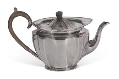 Lot 268a - George V teapot of fluted oval tapering form...