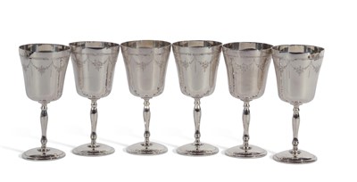 Lot 271 - Set of six Elizabeth II goblets.  The inverted...