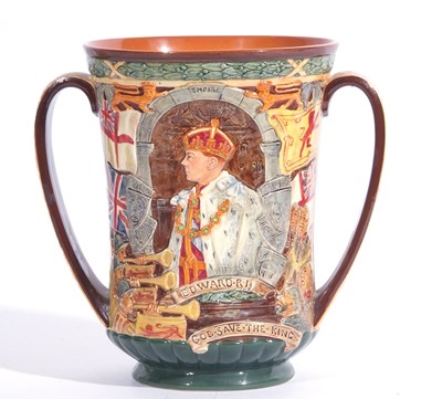 Lot 13 - Royal Doulton loving cup commemorating the...