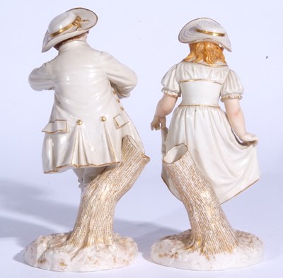 Lot 54 - Pair Worcester Hadley figures of a boy piper...
