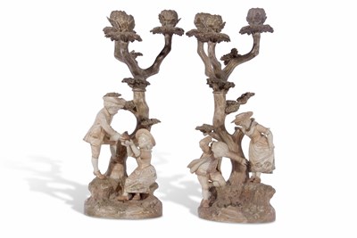 Lot 58 - Two large candlestick figures by Worcester...