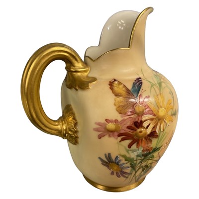 Lot 458 - Royal Worcester ewer decorated with flowers...