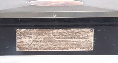Lot 70 - Black painted box with silver and metal top in...