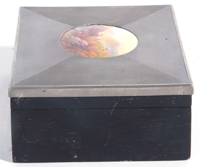 Lot 70 - Black painted box with silver and metal top in...
