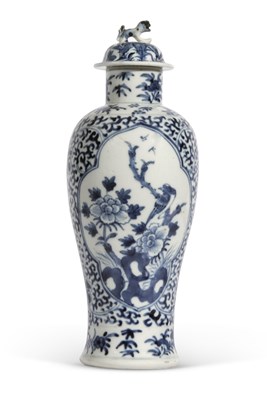 Lot 151 - Chinese vase and cover with blue and white...