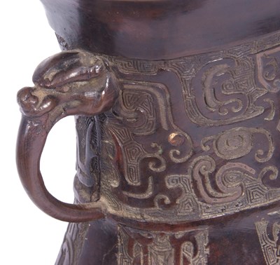 Lot 166 - Chinese bronze vase Hu in archaistic style,...