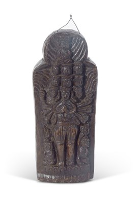 Lot 350 - Nepalese carved wooden shrine, the base...