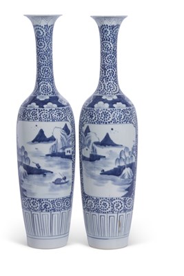 Lot 182 - Pair of Oriental blue and white vases,...