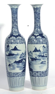Lot 182 - Pair of Oriental blue and white vases,...