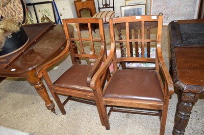 Lot 170 - Pair of early 20th century oak carver chairs...