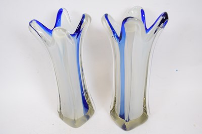 Lot 30 - Pair of frosted blue glass vases