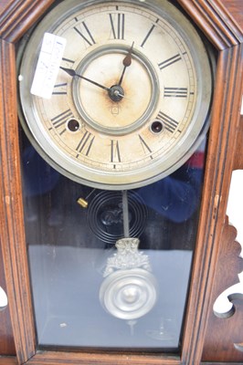 Lot 92 - Late 19th century wooden mantel clock with...