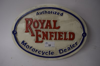 Lot 56 - Oval cast iron plaque 'Royal Enfield Motor...