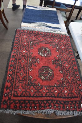Lot 286 - Small Bokhara type wool prayer mat decorated...