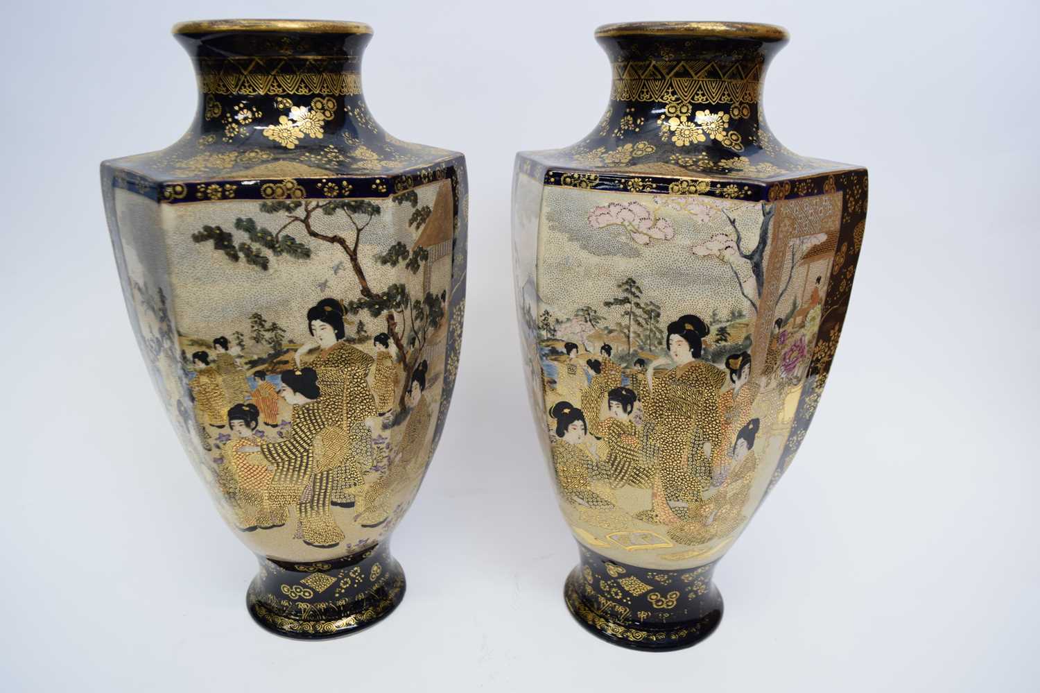 Lot 26 - Large Pair of Satsuma Kinkozan Style Vases