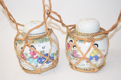 Lot 67 - PAIR OF 20TH CENTURY GINGER JARS WITH WICKER...