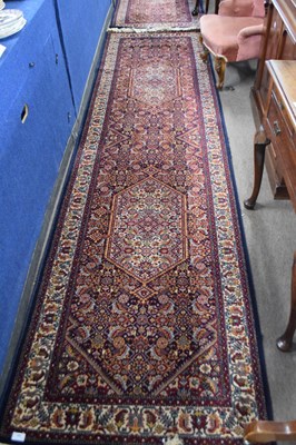 Lot 340 - Pair of Super Keshan runner carpets, blue and...