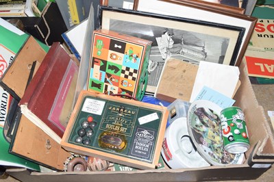 Lot 335 - Box of framed prints, ephemera and other items
