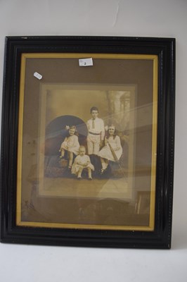 Lot 2 - FRAMED SEPIA PHOTOGRAPH OF FOUR CHILDREN IN...