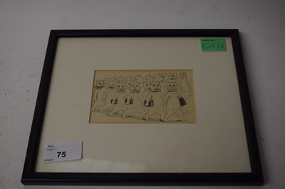 Lot 75 - LOUIS WAIN STYLE PRINT OF A PROCESSION OF CATS,...