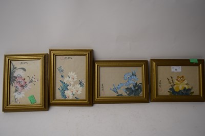 Lot 73 - GROUP OF FOUR CHINESE FLORAL STUDIES, FRAMED,...