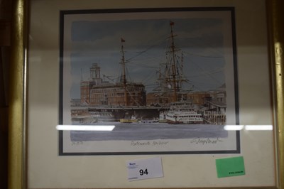 Lot 94 - COLOURED PRINT, PORTSMOUTH HARBOUR,...