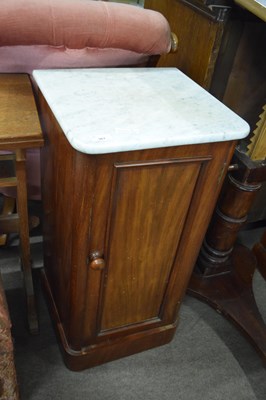 Lot 367 - Victorian mahogany and marble topped bedside...