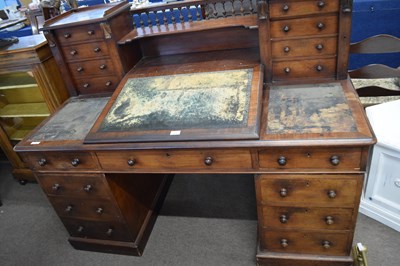 Lot 221 - Large Victorian mahogany twin pedestal desk,...