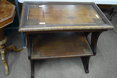 Lot 386 - Hardwood Zanzibar two-tier table with applied...