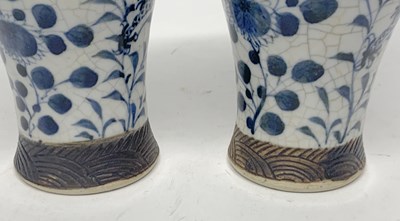 Lot 2 - Pair of Chinese crackle ware vases, both with...