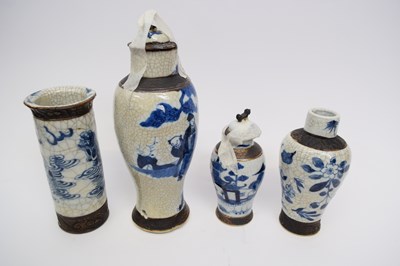 Lot 20 - Group of four crackle ware vases, all with...