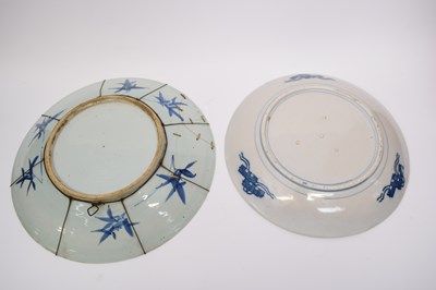 Lot 25 - Two Oriental chargers, both with blue and...