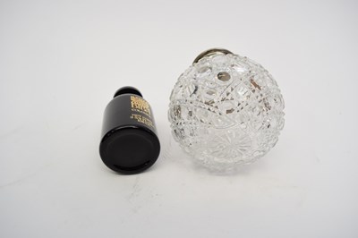Lot 33 - Cut glass scent bottle with silver top,...