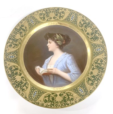 Lot 37 - A  Vienna style plate, the centre painted with...