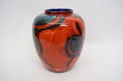 Lot 53 - Poole Pottery vase, the red ground with grey...