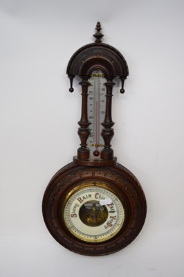 Lot 72 - Wheel barometer and thermometer